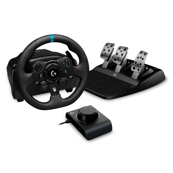 Logitech G G923 Racing Wheel and Pedals, TRUEFORCE up to 1000 Hz Force Feedback, Responsive Driving Design, Dual Clutch Launch Control, Genuine Leather Wheel Cover, for PS5, PS4, PC, Mac - Black