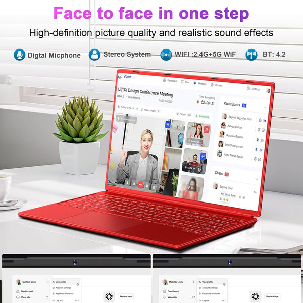 HUQPPQ 16 Inch Blue Laptop Celeron N5095 (Up to 2.9GHz) 12GB RAM 512GB SSD | 1TB Expandable | FHD 1920x1200, USB3.0, WiFi5 | WIN 11 Laptops for Students, School & Office - N600