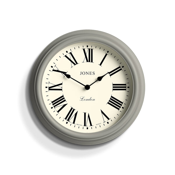 Jones Clocks Venetian wall clock | Classic round clock | 30cm | Grey | Roman numerals | Traditional design ideal for kitchen, living room or bedroom