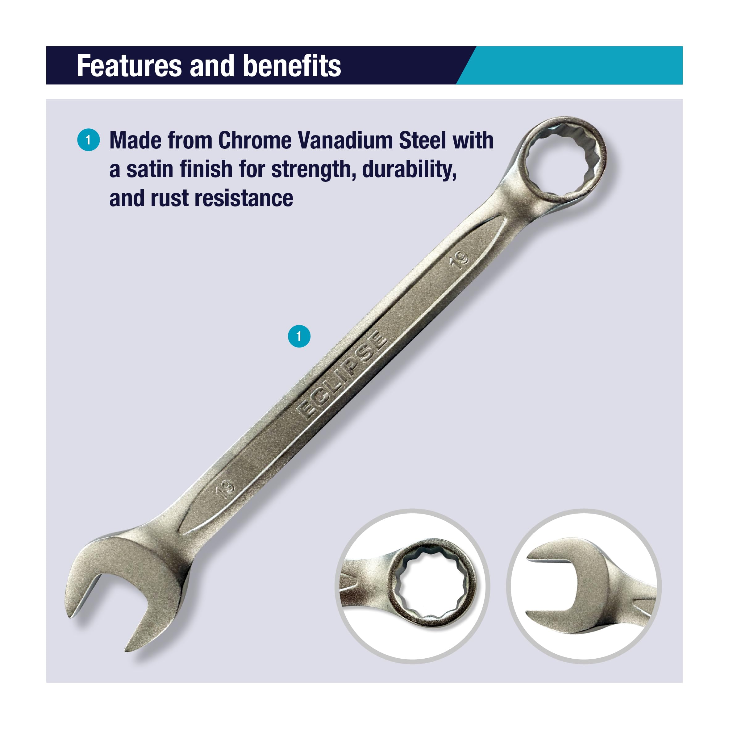 Eclipse Professional Tools ERWFIX7PS 7 Piece Fixed Head Combination Ratchet Wrench Set