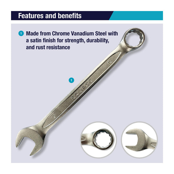 Eclipse Professional Tools ERWFIX7PS 7 Piece Fixed Head Combination Ratchet Wrench Set