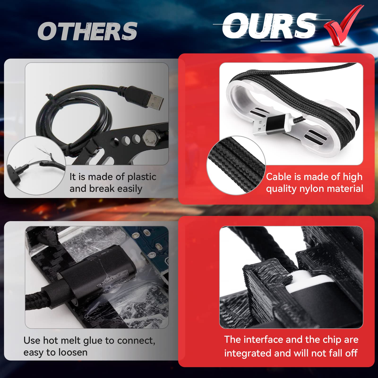 aikeec 64Bit PC USB Handbrake, Upgrade SIM Racing Games Handbrake for LO GITECH G25 G27 G29 T500 T300 THRUST MASTER FANATECOSW DIRT RALLY, 2M Nylon Cable/Reinforced Spring/Red+Clamp