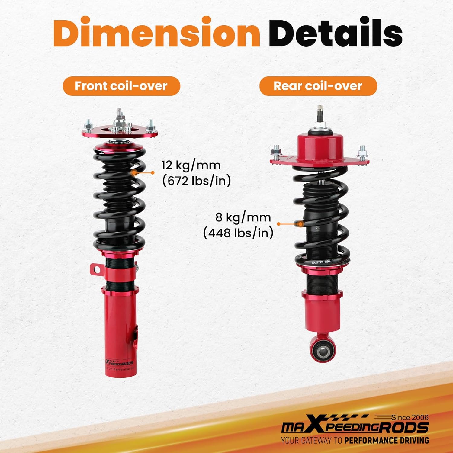 maXpeedingrods Coilovers Suspension Kit Performance Coilover for Toyota Celica 2000-2006 ZZT230 ZZT231 GT 1.8 VVT-i Coil Shock Strut Adj. Height