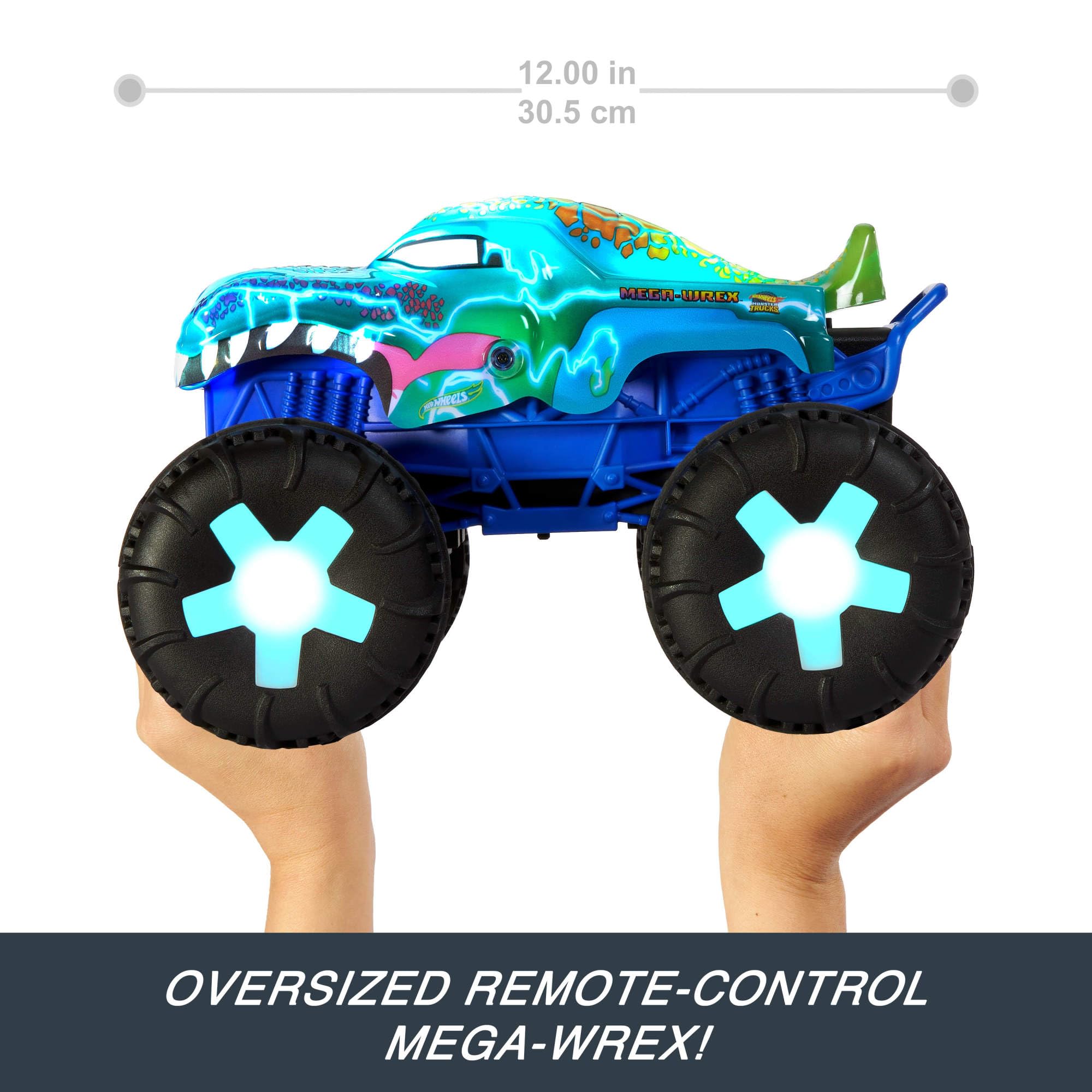 Hot Wheels Monster Trucks Remote Control Car, 1:15 Scale Mega-Wrex Alive Battery-Powered RC Vehicle with Lights & Sounds, JBD90