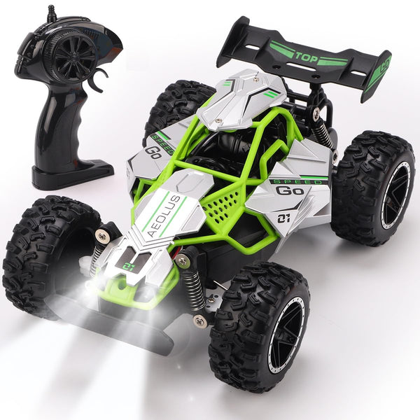 RUIDYA Kids RC Race Cars, 2.4GHz 1:18 Scale Off-road Remote Control Car Toy for Children with LED Light, Rechargeable High Speed All Terrain RC Drift Vehicle, Birthday Gift for 3+ Year Old Boys Girls