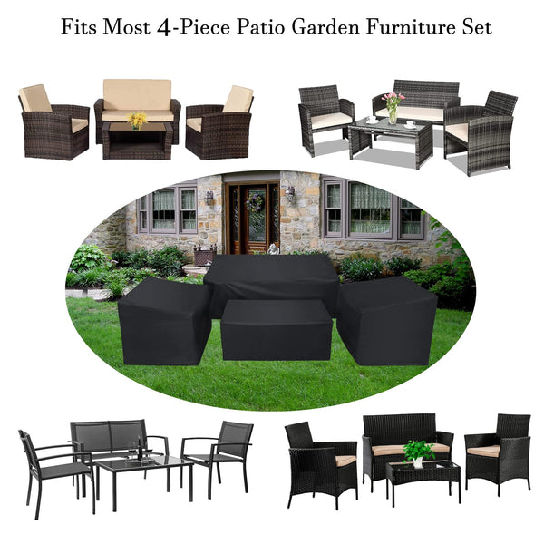 WISCLASS Patio Furniture Covers,4-Piece Outdoor Garden Covers,Waterproof 420D Heavy Duty Set covers Windproof?Durable Fade Rip Resistant Black