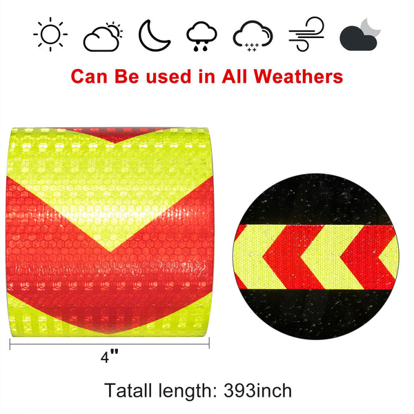 XFXIA Reflective Tape - Yellow & Black, 10cm x 20m, Waterproof, Self-Adhesive Warning Tape for Vehicles, Cars, Trailers, Outdoors