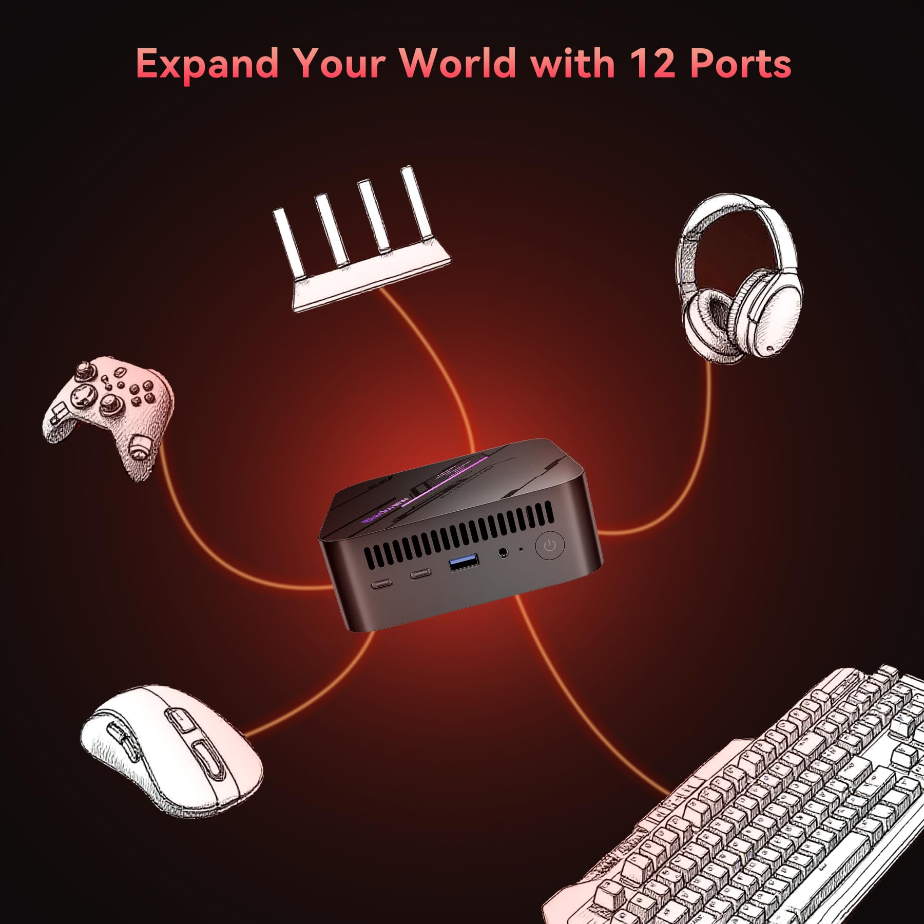 Blackview MP100 Aesthetic Mini PC Win 11 Pro, Ultra-Fluid 144Hz, AMD Ryzen 7430U, 16GB RAM 512GB SSD Mini Desktop Computer, Smart RGB, 3-Year Guarantee, WiFi 6/BT 5.2, Triple 4K Display for Home