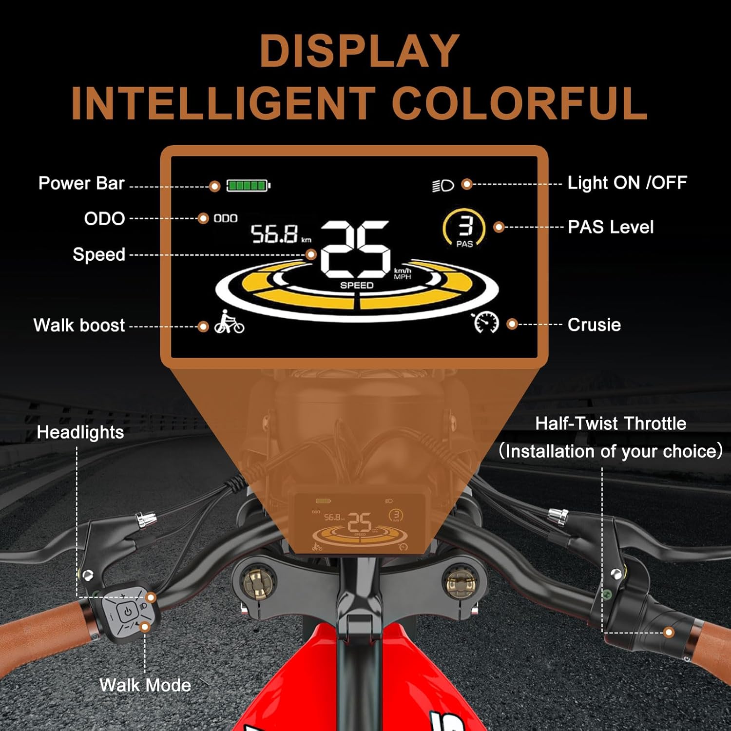 Hidoes B10 Ebikes for Adults,13Ah Battery 70Km Range,Fat Tire Electric Bike for Adults Up to 25Km/h, 60N·M Motor Electric Bicycle Retro E Bike,with Leather Bags,20" All-Terrain Tires