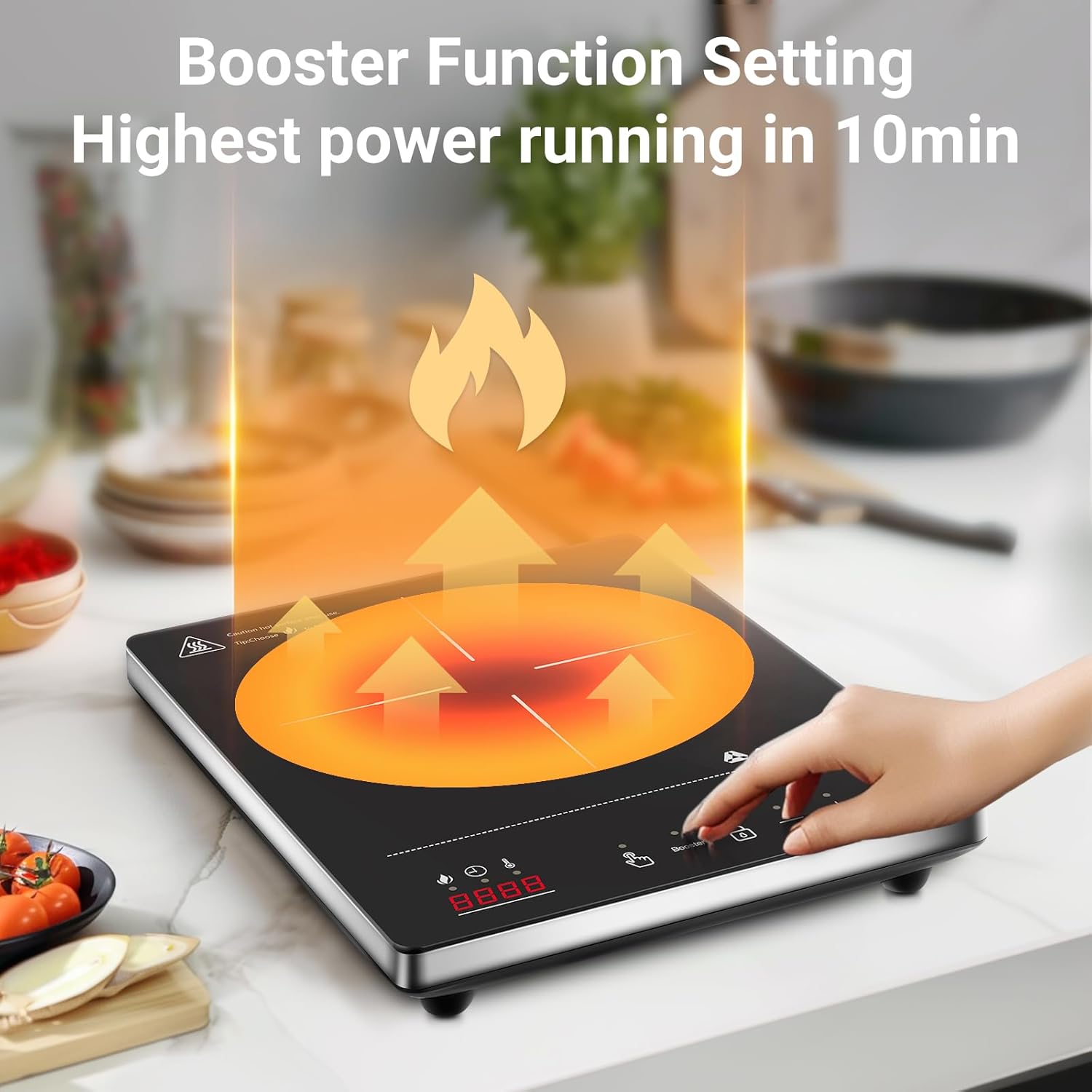 Aobosi Induction Hob,Single Induction Cooker with Portable Ultra-thin Body(32 * 26 * 4.2),20 Power and Temperature levels,Booster Function 2000W,Safety Lock,10H Timer