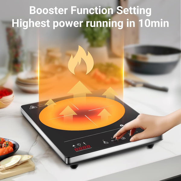 Aobosi Induction Hob,Single Induction Cooker with Portable Ultra-thin Body(32 * 26 * 4.2),20 Power and Temperature levels,Booster Function 2000W,Safety Lock,10H Timer