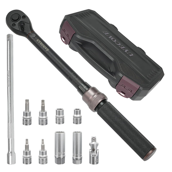 Torque Wrench 1/4 Bike Torque Wrench 1-25nm Torque Wrench Set 63ps with 100mm Extension bar and Socket