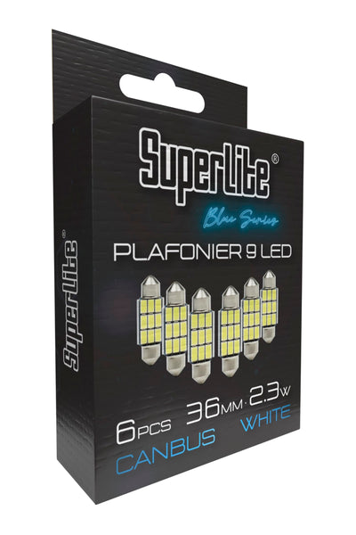 Superlite Set of 2 T10 Bulbs with 18 Leds from the Blue Series range. CanBus Technology and 6500K Colour Temperature. Ideal for Car and Truck.