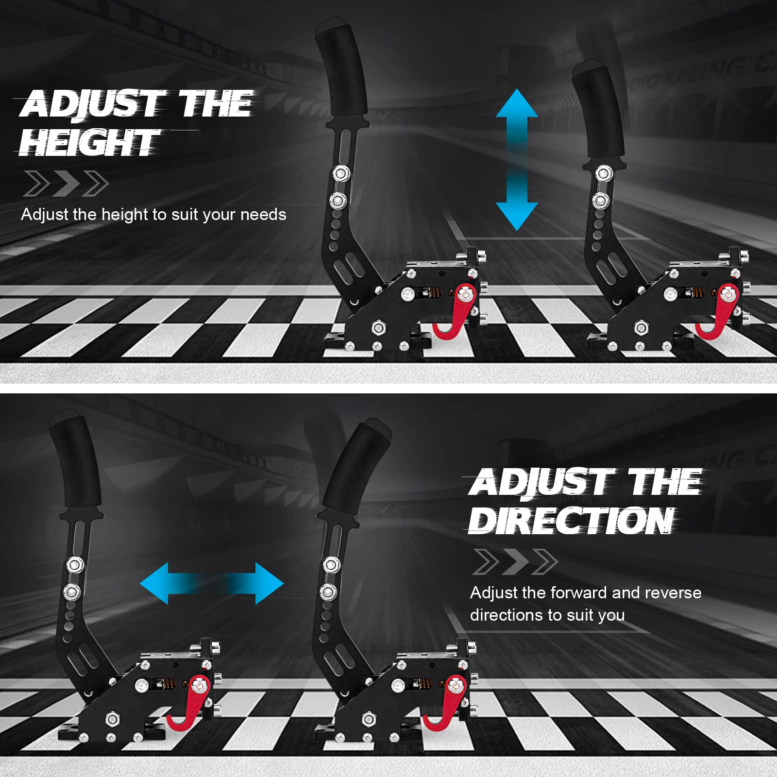 aikeec 64Bit PC USB Handbrake, Upgrade SIM Racing Games Handbrake for LO GITECH G25 G27 G29 T500 T300 THRUST MASTER FANATECOSW DIRT RALLY, 2M Nylon Cable/Reinforced Spring/Red+Clamp