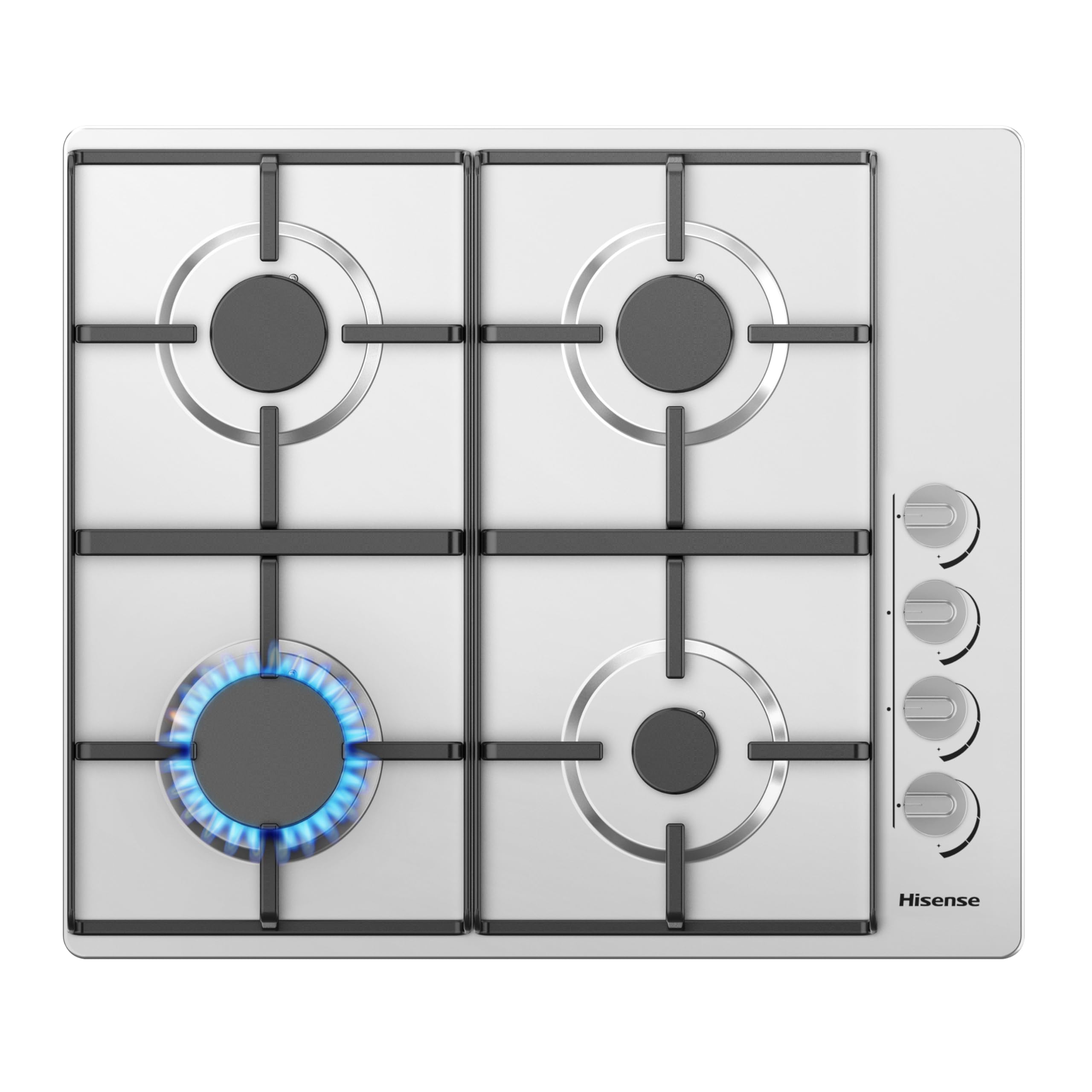 Hisense GM773XF 75cm 5 Burners Built-in Gas Hob with Easy Clean Surface, Wok Burner - Stainless steel