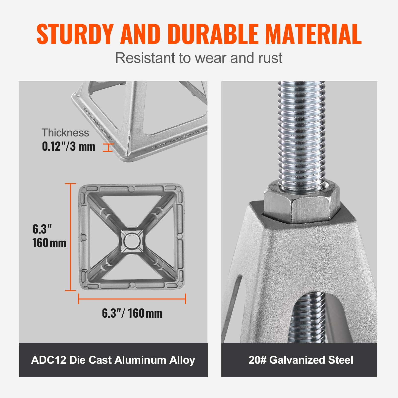 VEVOR RV Stabilizer Jacks, 4 Pack Aluminum RV Leveling Jacks, RV Stack Jacks for RV Travel Trailer Camper, Single Screw Jack Support up to 6000 Lbs, Adjustable from 11 inch to 17 inch