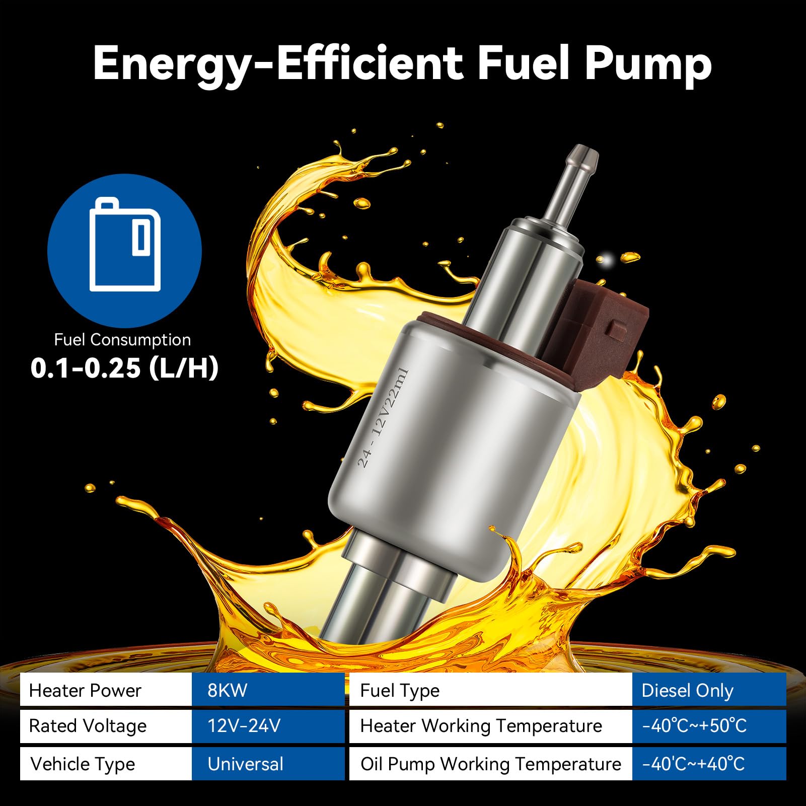 Redriver 8KW Diesel Heater 12V/24V Parking Fuel Heater, Night Air Heater with Premium Silencer, Upgrade Smart Remote Control For Truck, Boat, Car Trailer, Motorhomes, Campervans, Caravans