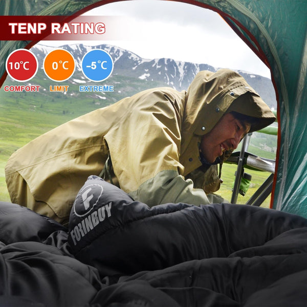 FORINBUY Winter Cotton Flannel Double Sleeping Bag for Adults - 0 degree Queen Size 2 Person Sleeping Bag, Waterproof & Warm for Cold Weather, Ideal for Couples, Family Camping & RV Travel