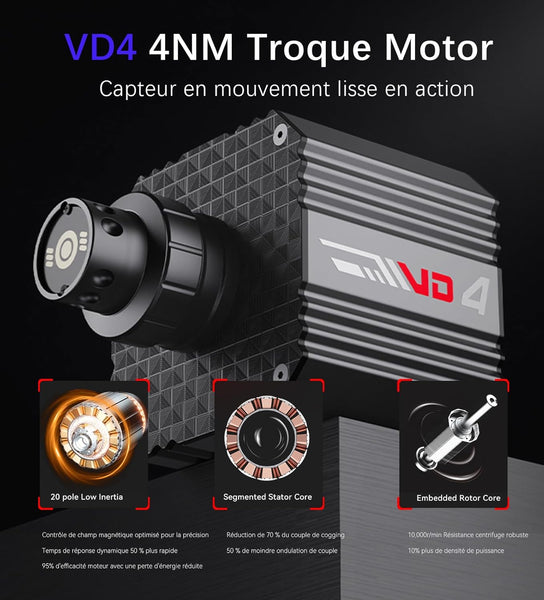 PXN VD4 Bundle F 4NM Torque Sim Racing Direct Drive Racing Wheel Bundle with Force Feedback, Hall Effect Sensor Pedal, PC Steering Wheel with Pedals