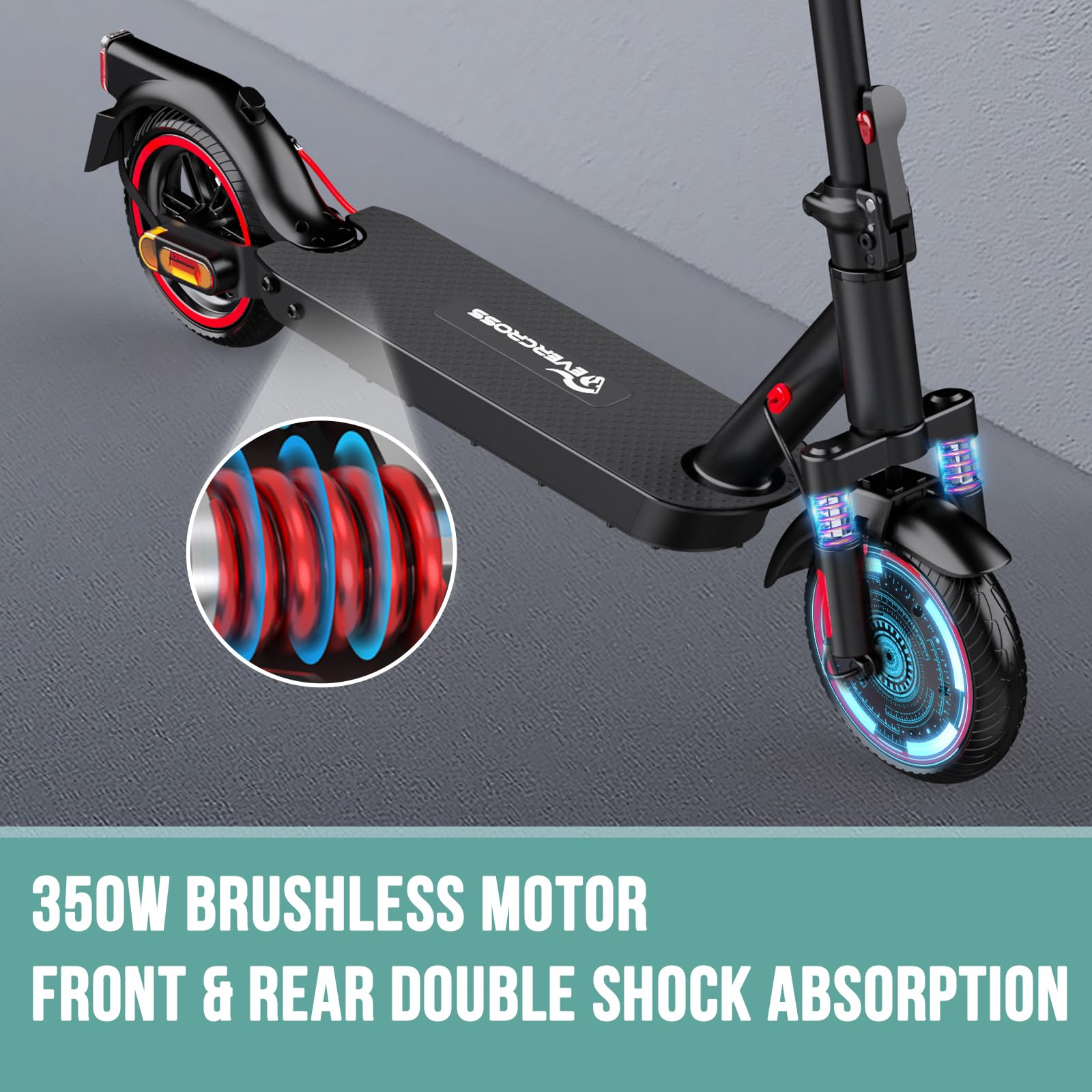 EVERCROSS EV85F/EV10K PRO Electric Scooters Adults, 8.5''/10'' E-Scooter Foldable - APP, 350W/500W Motor, 7.8AH/11.4AH Battery, 15KG/16KG weight, 3 Speed Modes, Dual shock absorbers