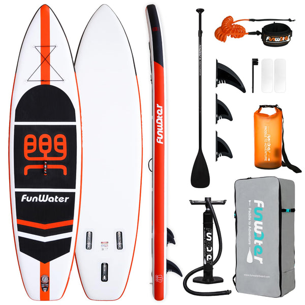 FunWater SUP Inflatable Stand Up Paddle Board 11'6"/11'/10'5" Ultra-Light with Inflatable Board,ISUP Accessories,Three Fins,Adjustable Paddle, Pump,Backpack, Leash,Waterproof Bag