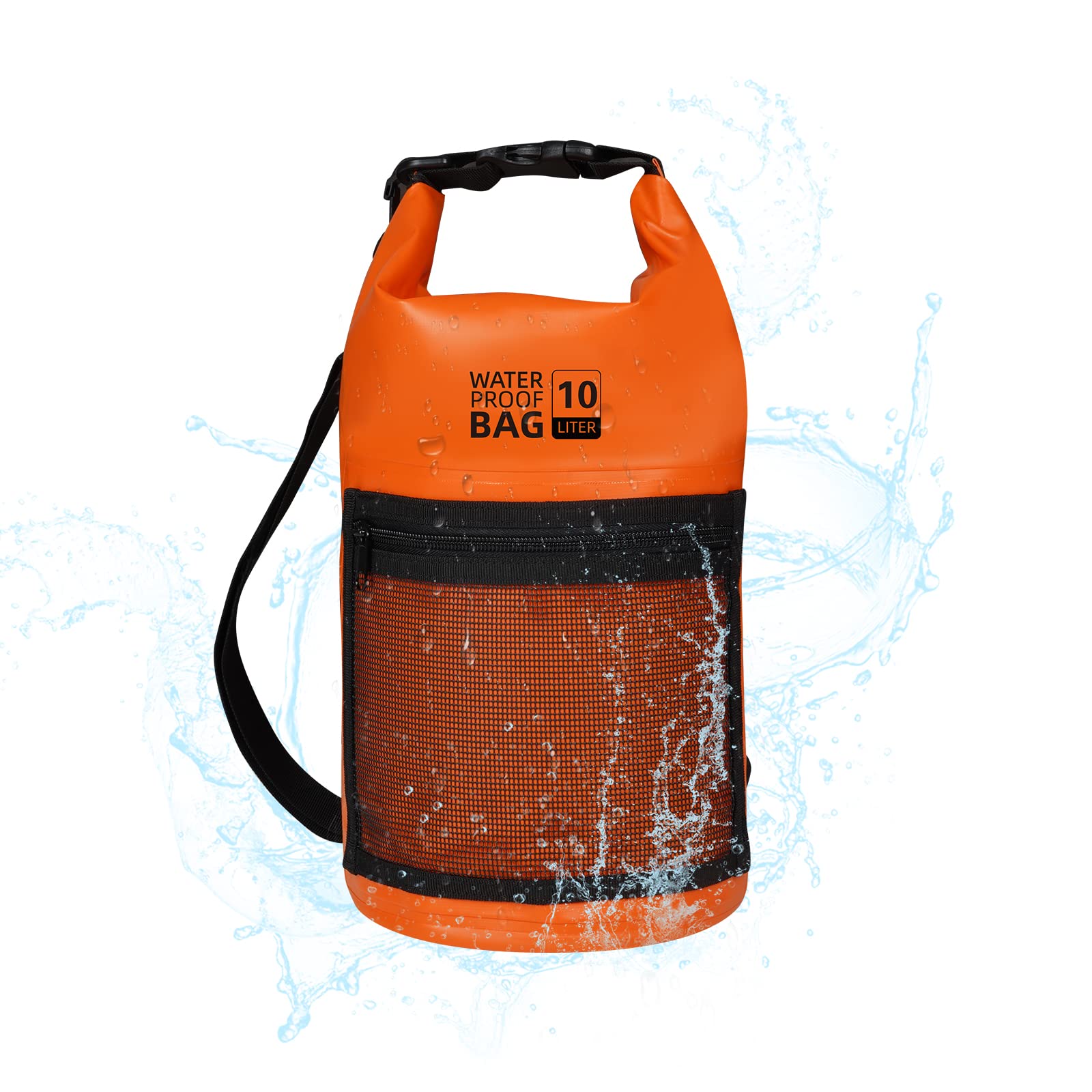 Bojury Waterproof Dry Bag Backpack 30L with Mesh Pocket Adjustable Strap - Roll Top Portable Dry Sack for Kayaking Boat Tour Canoe Swimming Snow Boarding-Blue Fishing Rafting