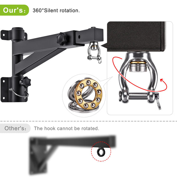 Kipika Heavy Bag Wall Mount - Rotatable Heavy-Duty Boxing Bag Bracket for Home Gym Indoor Use, Adjustable Length for Kickboxing, Muay Thai, and Speed