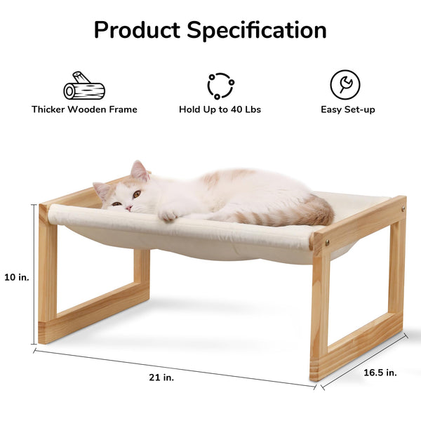 FUKUMARU Cat Bed, Plush Velvet Cat Beds for Indoor Cats, Wooden Cat Hammock, 50 x 40 cm Cat Couch, Suitable for Cats, Dog, Bunny, Rabbit, Kitten and