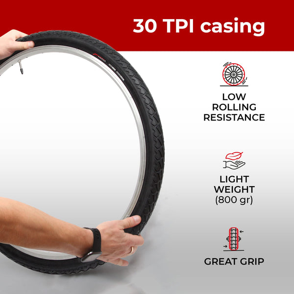 Fincci Set Slick Bike Tyres 26 x 2.126 with 2x Inner Tube Presta - Pair Foldable Bicycle Tyres 54-559 Tyre for Cycle, Road,Mountain, MTB Bicycle -