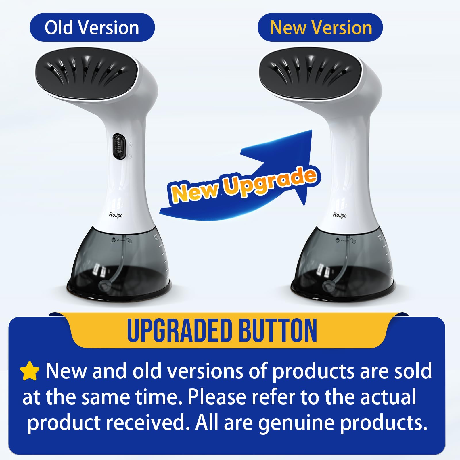 Rolipo Clothes Steamer, Garment Steamer for Wrinkle Removal, Upgraded 400ml Water Tank, 3rd Generation Panel, Handheld Steamer Clothing for Home,