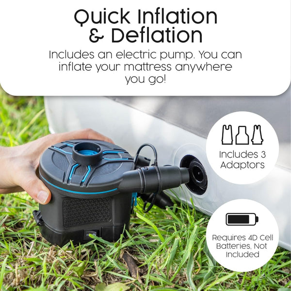 Bestway Premium Camping Double Airbed with Handheld Electric Pump, Double Flocked Inflatable Bed Portable, Air Mattress, Outdoor Camping Bed