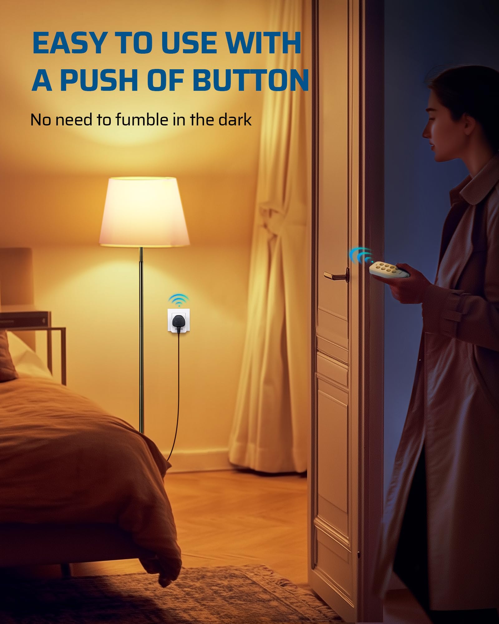 DEWENWILS Remote Control Plug Socket, 13A/3120W Heavy Duty Wireless Light Switch, 30m/100ft Long Range, Programmable for Bedroom, Garbage, 3 Pack Sockets and 1 Remote