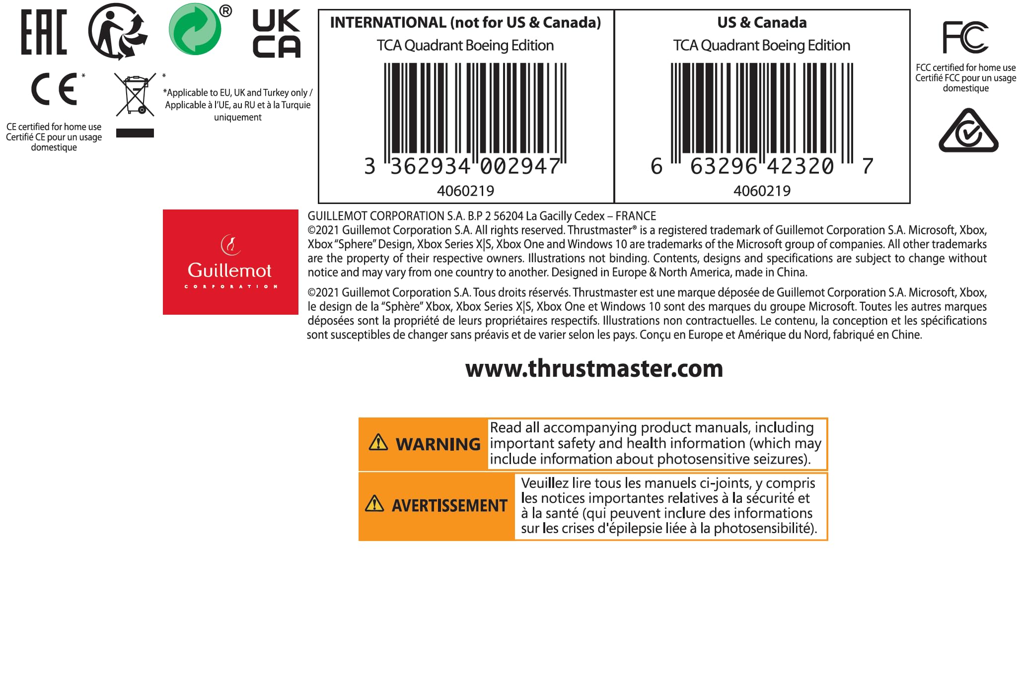 Thrustmaster TCA Yoke Pack - High-Precision Flight Controller and Throttle Quadrant with Official Boeing License for PC and Xbox Series X|S