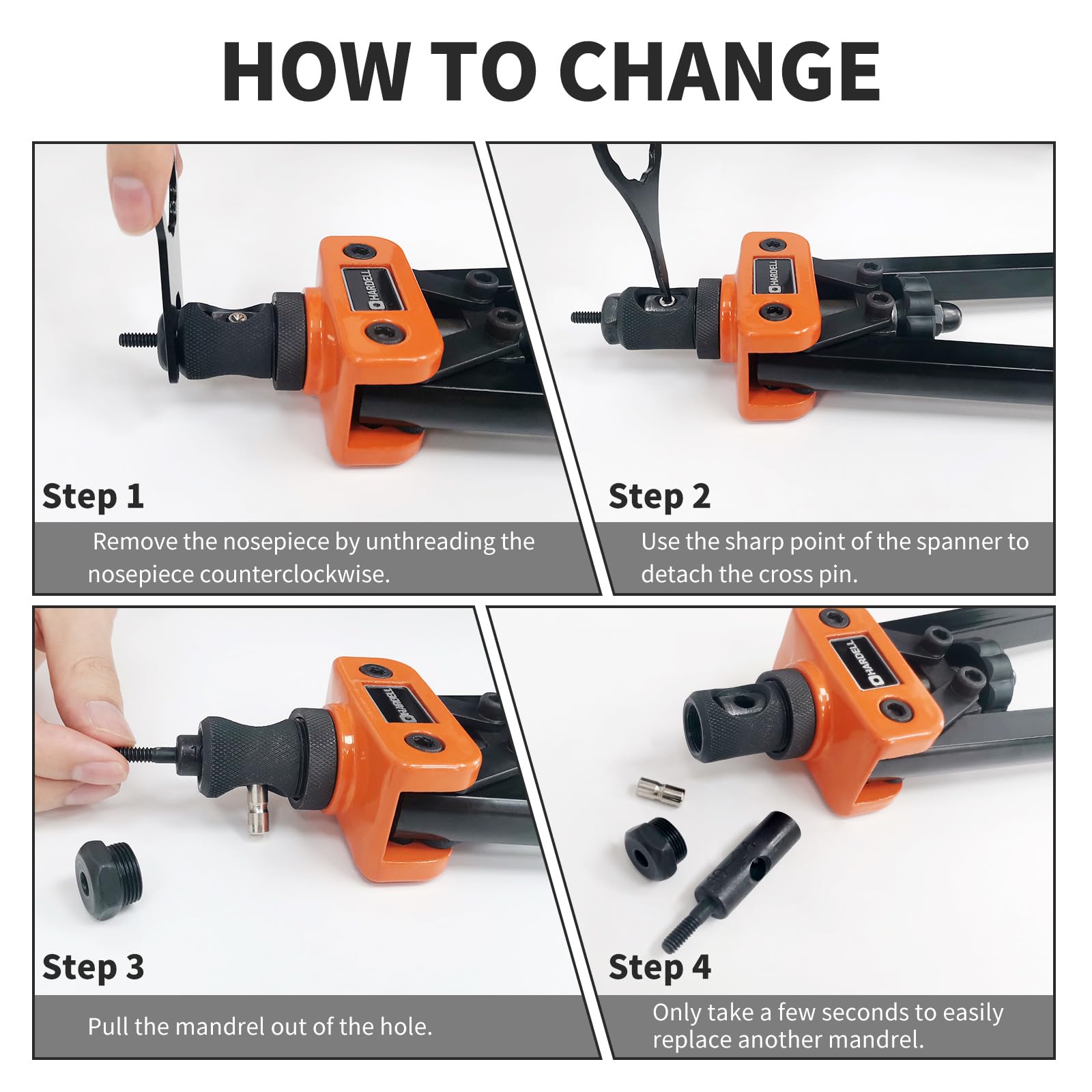 HARDELL Rivet Nut Tool, 14" Rivnut Tool with 100 Pcs Rivet Nuts and 7 Metric & Inch Mandrels M6 M8 M10, 1/4-20, 5/16-18, 3/8-16, 10-24 and Rugged Carrying Case