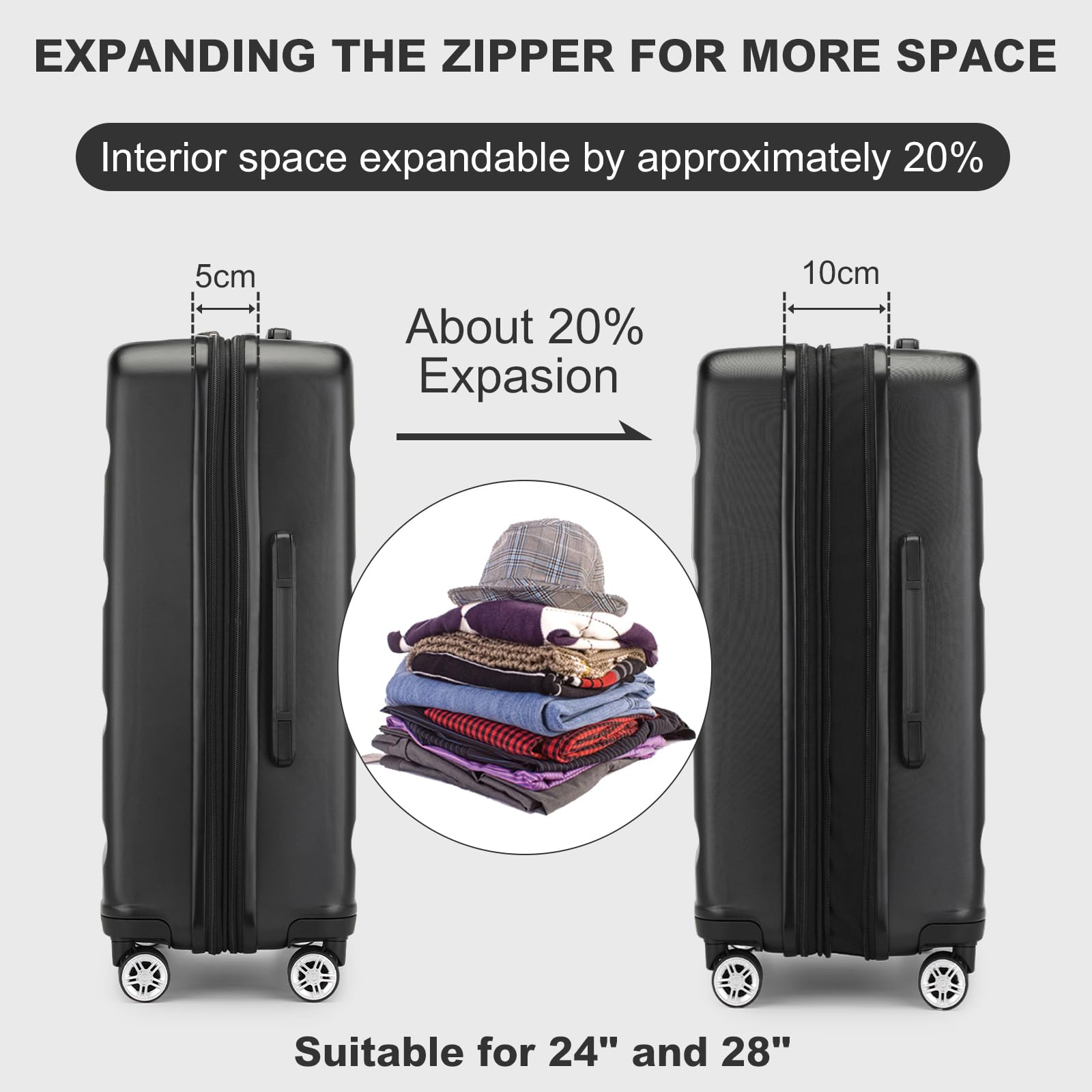 Kono Lightweight 28" Large Suitcase | Hard Shell with TSA Lock | 4 Dual Spinner Wheels | Expandable Design for Easy Travel | Perfect for Business & Vacation (Cream White,75x47.5x29.5cm)