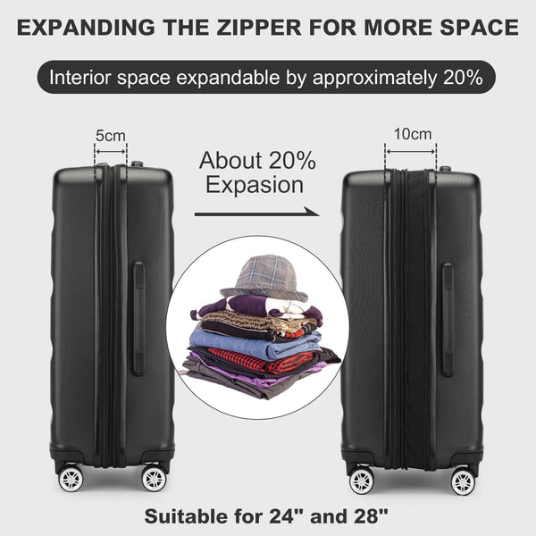 Kono Lightweight 28" Large Suitcase | Hard Shell with TSA Lock | 4 Dual Spinner Wheels | Expandable Design for Easy Travel | Perfect for Business & Vacation (Cream White,75x47.5x29.5cm)