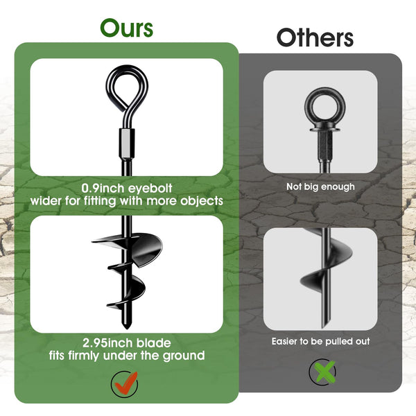 KAMFWERT Trampoline Ground Anchor Set of 8, Heavy Duty Trampoline Anchor Kit for Tents, Swings, Canopies, Metal Trampoline Anchor Kit Strong Wind