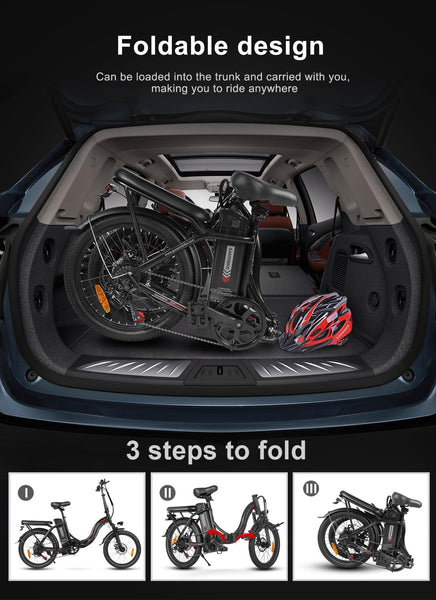 SAMEBIKE Electric Bike For Adults, 36V 13AH Removable Battery, City Commuting Motor Ebike Electric Bicycle 20 inches with Basket, Phone Holder, class 7 Speed, 20"*2.35"Tire