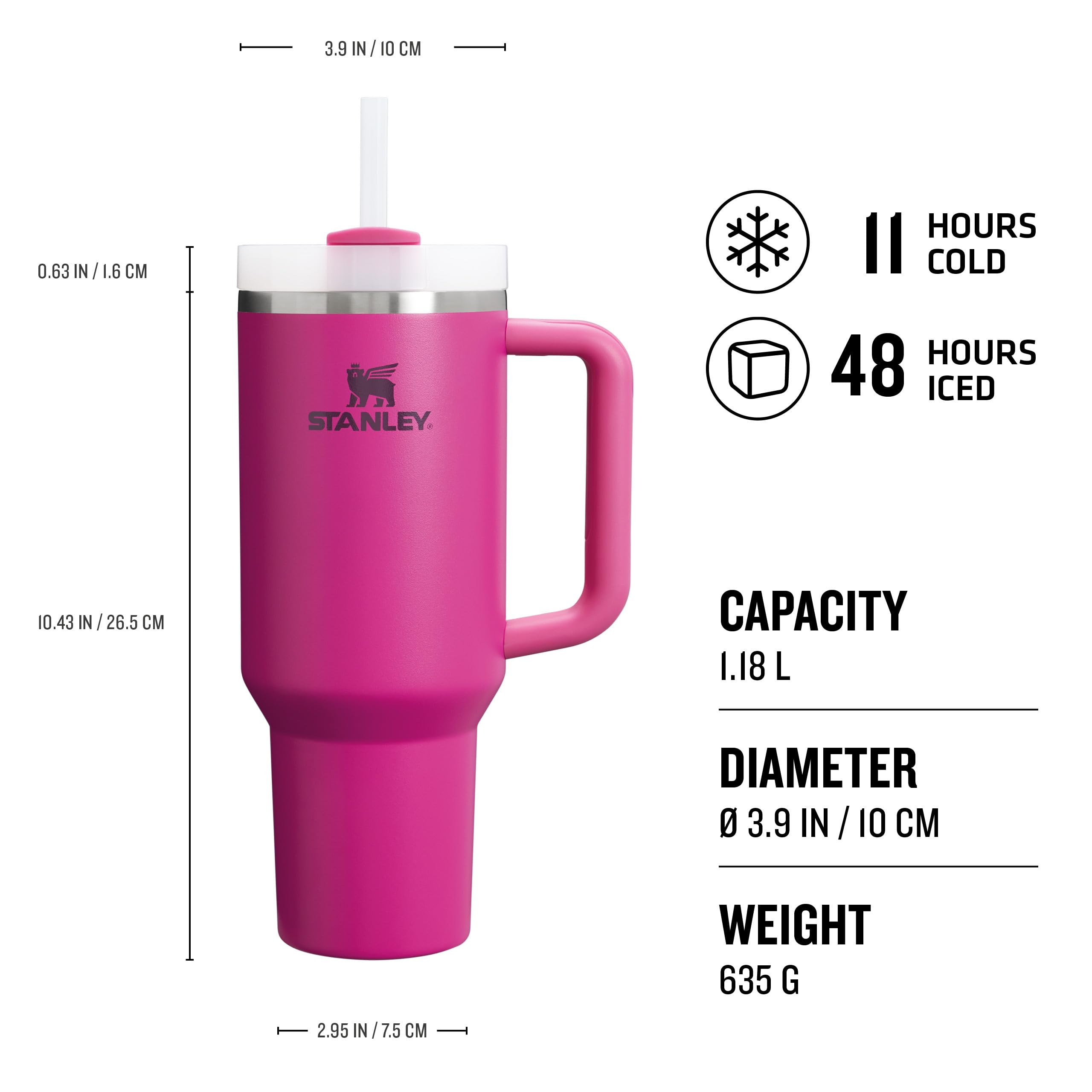 STANLEY Quencher H2.0 Flowstate Tumbler 1.2L - Cold for 11 Hours - Iced for 48 Hours - Metal Water Bottle with Straw, Handle and Lid - Dishwasher Safe - Travel Mug for Cold Drinks