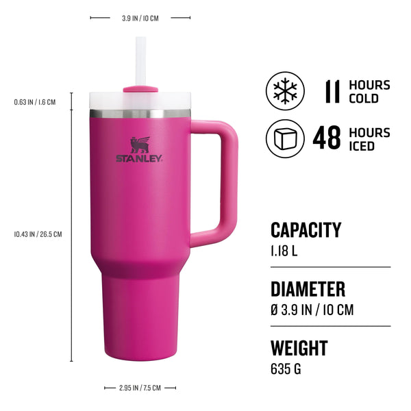 STANLEY Quencher H2.0 Flowstate Tumbler 1.2L - Cold for 11 Hours - Iced for 48 Hours - Metal Water Bottle with Straw, Handle and Lid - Dishwasher Safe - Travel Mug for Cold Drinks