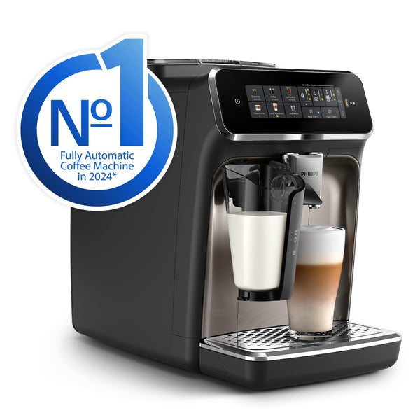 PHILIPS 5400 Series Bean to Cup Coffee Machine – 12 Coffee Varieties, LatteGo Milk Frother, Fastest-to-Clean, Ceramic Grinder, Fully Automatic Espresso & Cappuccino maker – Black, Silver (EP5446/70)