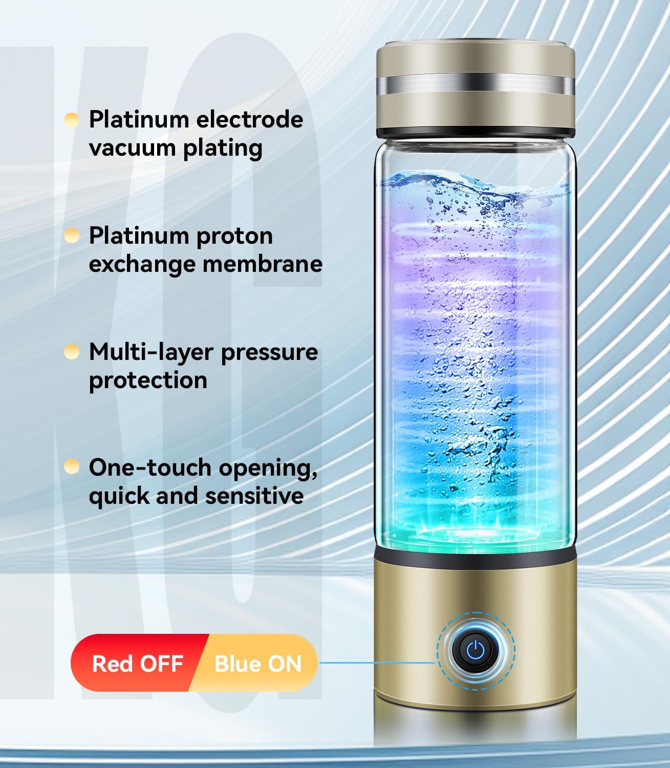 Upgrade 3-in-1 Hydrogen Water Bottle Generator - Industry TOP - 24-Hour Hydrogen Lock | 0 Chlorine & 0 Ozone | 100% Leak-Proof Seal, Hydrogen Water Bottle Generator