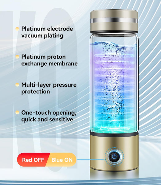 Upgrade 3-in-1 Hydrogen Water Bottle Generator - Industry TOP - 24-Hour Hydrogen Lock | 0 Chlorine & 0 Ozone | 100% Leak-Proof Seal, Hydrogen Water Bottle Generator