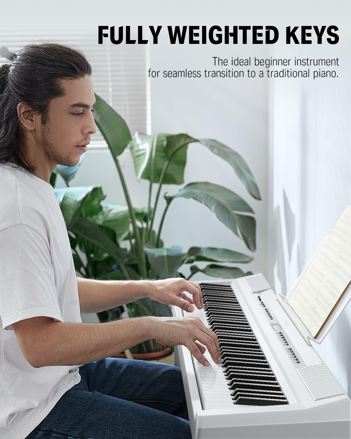 Donner Digital Piano Keyboard Weighted 88 Keys with Piano Stand, Beginner Home Electric Piano with Furniture Stand and Triple Pedal, DEP-20 Real Piano Touch