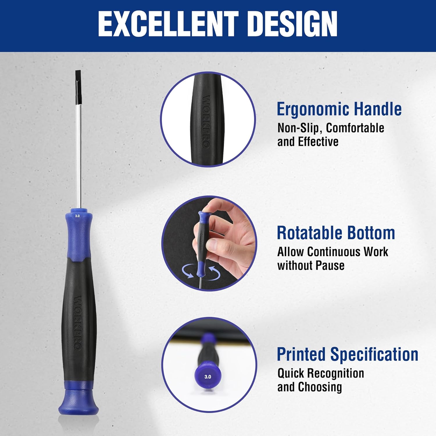 WORKPRO Precision Screwdriver Set 10-Piece, Cr-V Steel Small Screwdrivers Set, with Phillips, Slotted and Torx Tip, Organized in Zip Case, Ideal for Watch, Laptop