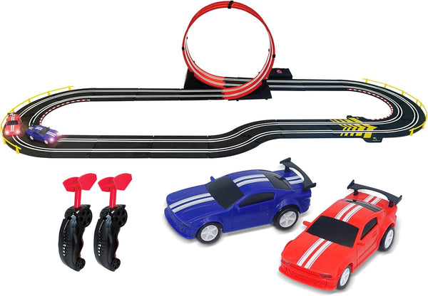 BANDAI Artin Speed Loop Racing Slot Car Set | 4.3m 2 Player Electric Race Car Track With 2 Muscle Cars And Speed Controls | Adults And Kids Electric Car Racing Toys Make Great Remote Control Gifts