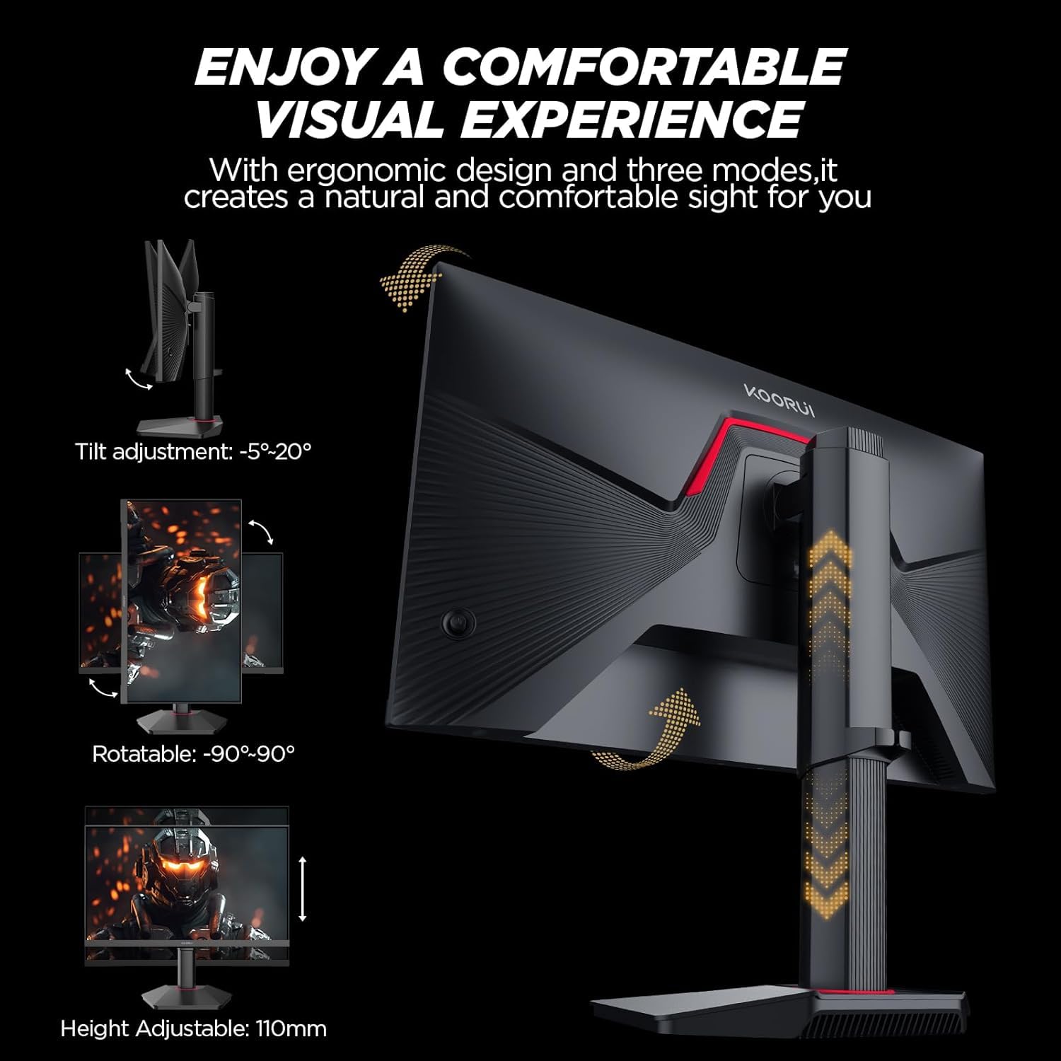 KOORUI 32 inch Curved Gaming Monitor,1440p(2560x1440),170Hz.1ms, 2K, QHD,VA 1500R, HDR10,Adaptive Sync, VESA & Eye Care Ultra-Thin Support DP/HDMI