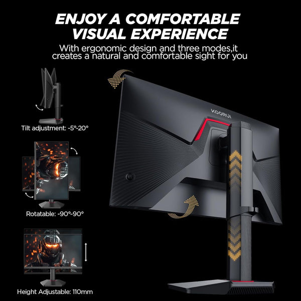 KOORUI 32 inch Curved Gaming Monitor,1440p(2560x1440),170Hz.1ms, 2K, QHD,VA 1500R, HDR10,Adaptive Sync, VESA & Eye Care Ultra-Thin Support DP/HDMI