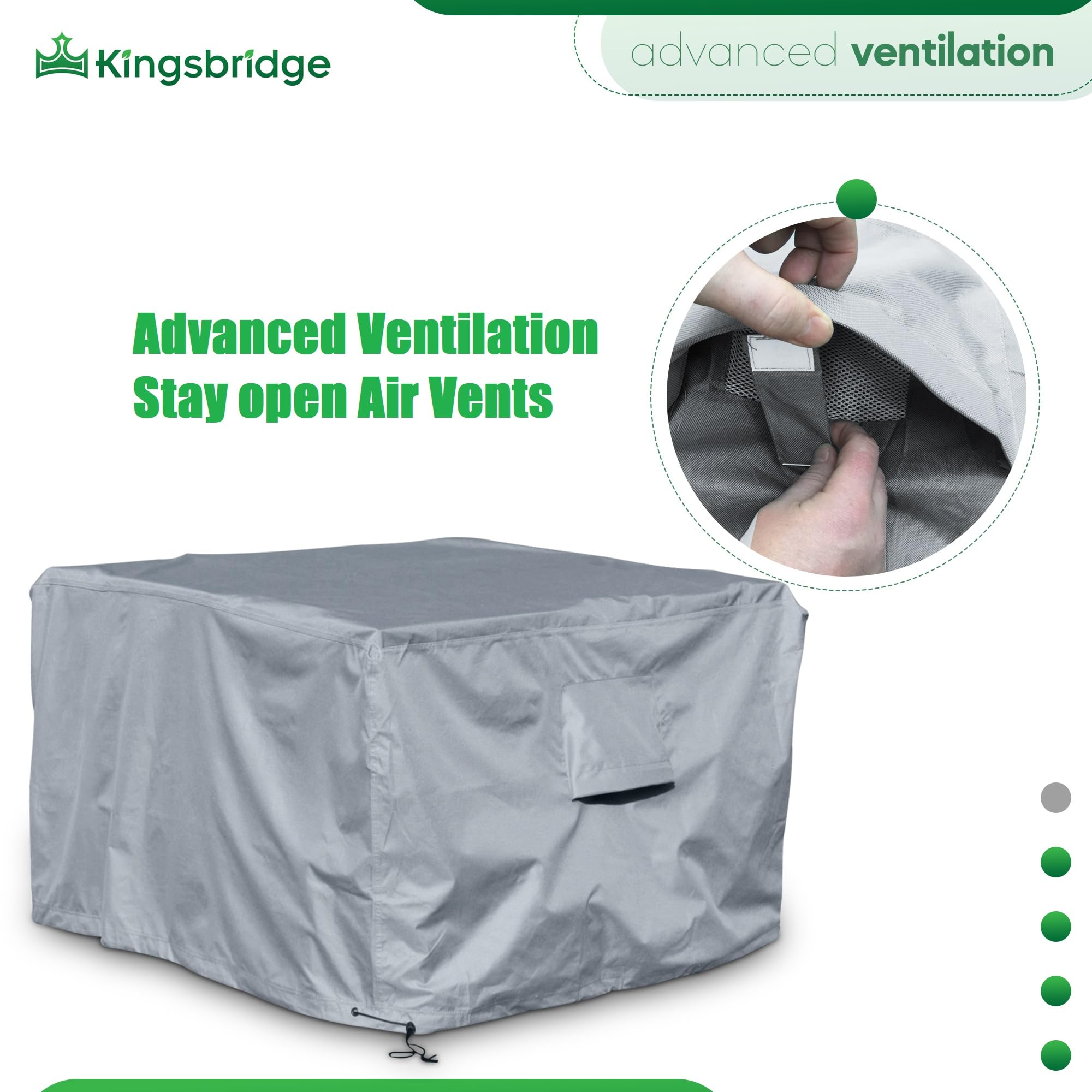 Kingsbridge Cube Garden Furniture Cover, 135cm, 600D Heavy Duty Fabric, Double Stitching, Waterproof, Anti UV, Breathable, Rip Proof, Grey Outdoor