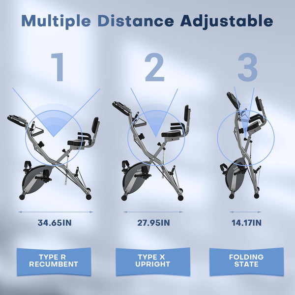 2025 New Exercise Bike Foldable with 16 Levels Magnetic Resistance, Folding Cycling Bike with LCD Display & Heart Rate Sensor, Oversized Saddle with Backrest, Foldable Fitness Bicycle For Home Gym